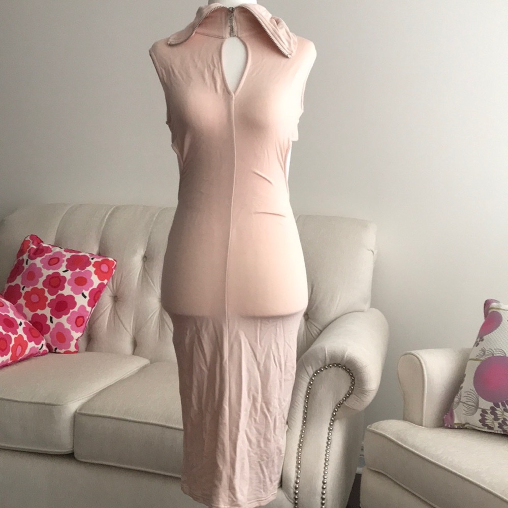 BNWT Backless, sleeveless high neck blush dress